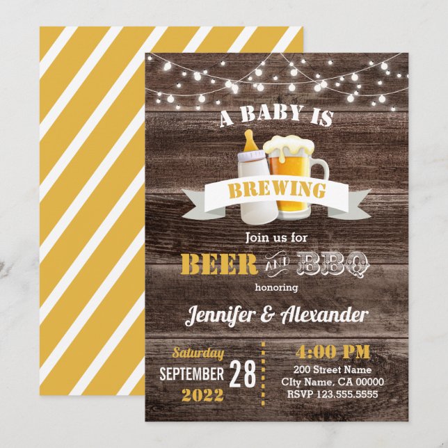 A Baby is Brewing or Babies are Brewing Invitation (Front/Back)
