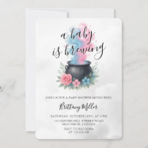 A Baby Is Brewing Pink and Blue Cauldron