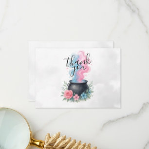 A Baby Is Brewing Pink and Blue Cauldron Thank You Card