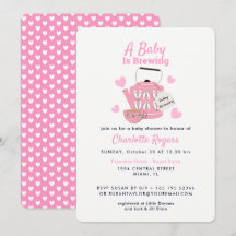 A Baby Is Brewing Pink Baby Girl Shower