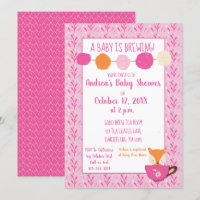 A Baby is Brewing Pink Teacup Baby Girl Shower