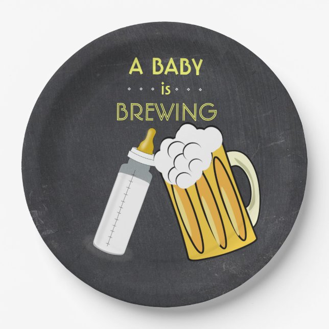 A Baby Is Brewing Plate (Front)