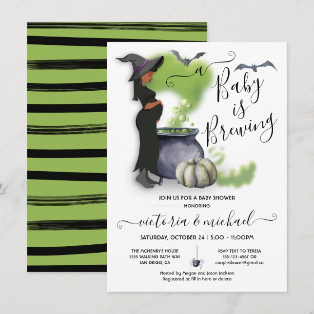 A Baby is Brewing Pregant Witch Baby Shower Invita Invitation (Front/Back)