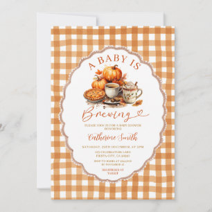A Baby is Brewing Pumpkin Baby Shower Fall Autumn Invitation