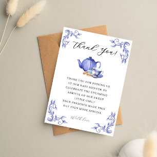 A Baby is Brewing purple Tea Party Baby Shower Thank You Card