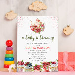 A Baby is Brewing Red Flowers Tea Baby Shower Invitation<br><div class="desc">A Baby is Brewing Red Flowers Tea Baby Shower Invitation showcases an exquisite tea party design with stunning red flowers,  accompanied by delightful sugary indulgences and cupcake the soft hues of watercolor artistry.</div>