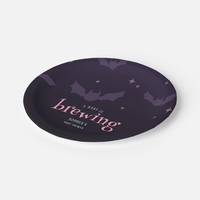 A Baby Is Brewing Spooky Baby Shower  Paper Plate (Angled)
