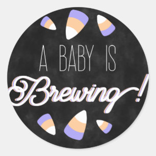 A Baby is Brewing Spooky Candy Corn Classic Round Sticker