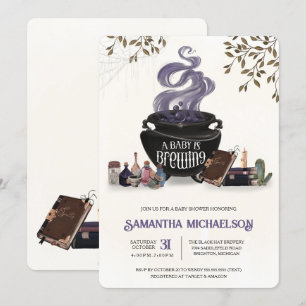 A Baby is Brewing Spooky Halloween Shower Invitation