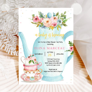 A Baby Is Brewing Tea Party Baby Shower Invitation