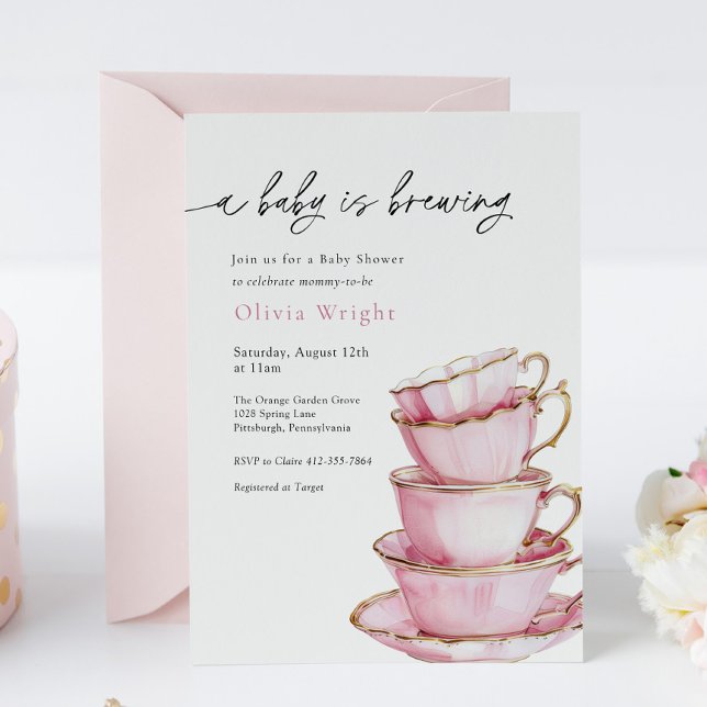 A Baby is Brewing Tea Party Baby Shower Invitation (Creator Uploaded)