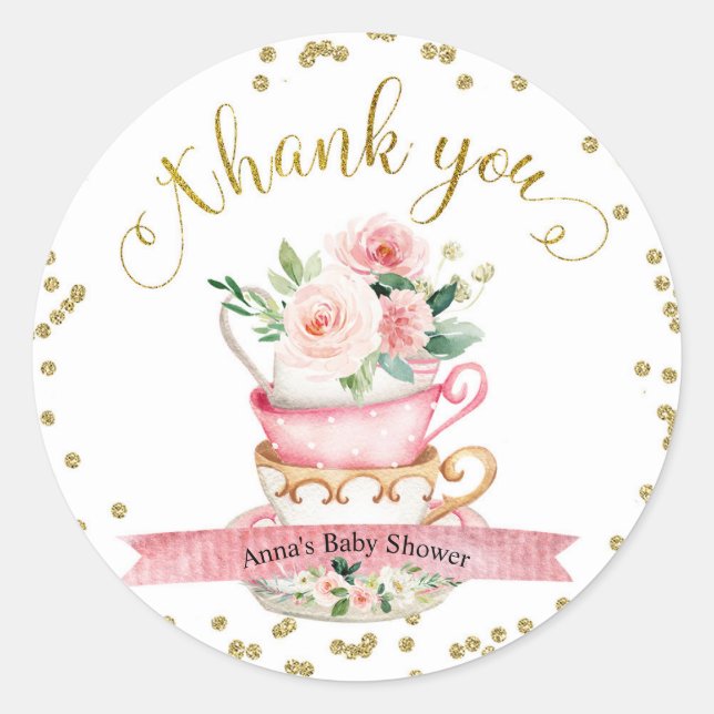 A Baby is Brewing Tea Party Baby Shower Sticker (Front)
