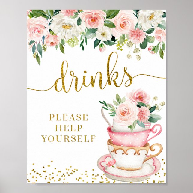 A Baby is Brewing Tea Party Take a Drinks Sign (Front)