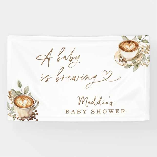 A Baby is Brewing Welcome Banner | Coffee Baby (Horizontal)