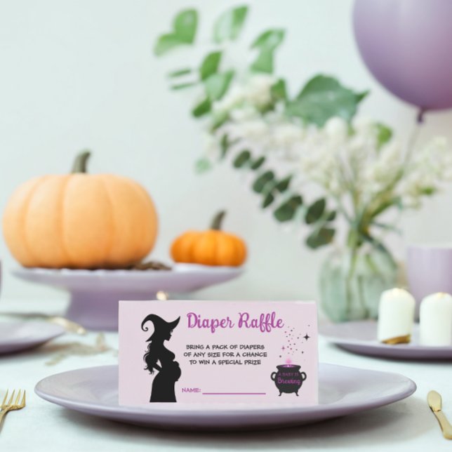 A Baby Is Brewing Witch Baby Shower Diaper Raffle Enclosure Card (Creator Uploaded)