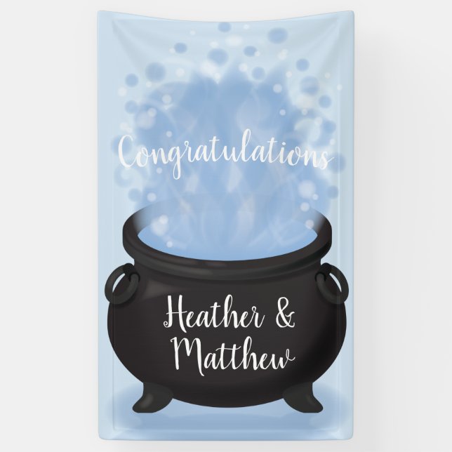 A Baby is Brewing Witch Baby Shower Gothic Blue Banner (Vertical)