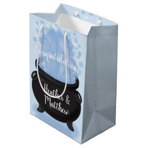 A Baby is Brewing Witch Baby Shower Gothic Blue Medium Gift Bag