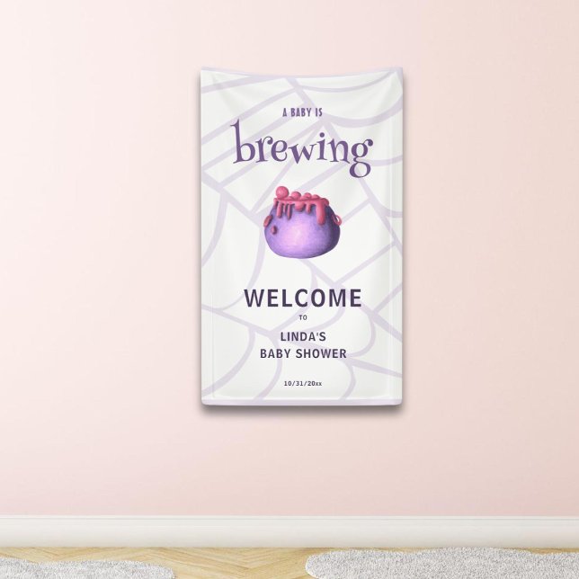 A Baby is Brewing Witch Halloween Baby Shower Banner (Creator Uploaded)
