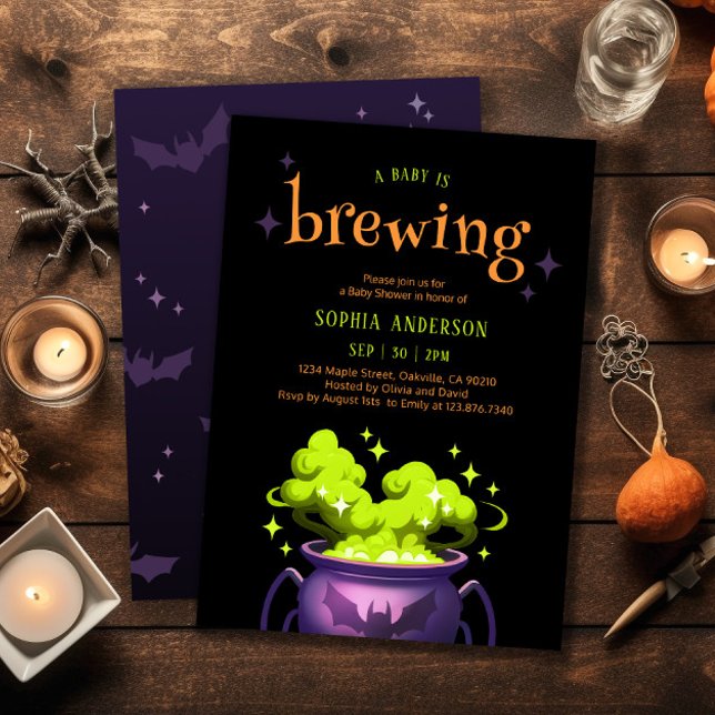 A Baby is Brewing Witch Pot Baby Shower Invitation (Creator Uploaded)