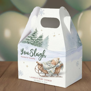 A Baby is Coming to Sleigh Winter Christmas Shower Favor Box