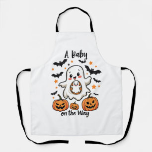 A Baby on the Way Pastel Ghost Pregnancy Halloween Apron