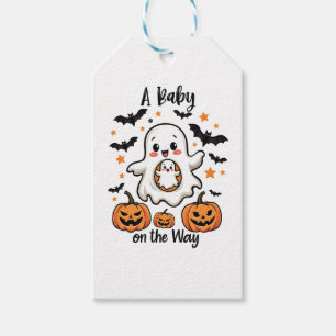 A Baby on the Way Pastel Ghost Pregnancy Halloween Gift Tags