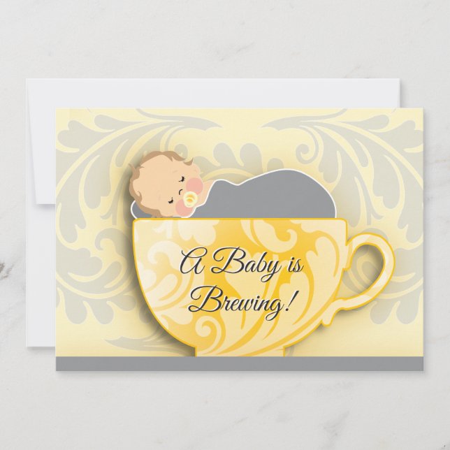 A Baby Shower Tea Party  |  Gender Neutral Invitation (Front)