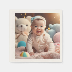 A baby smiling napkin