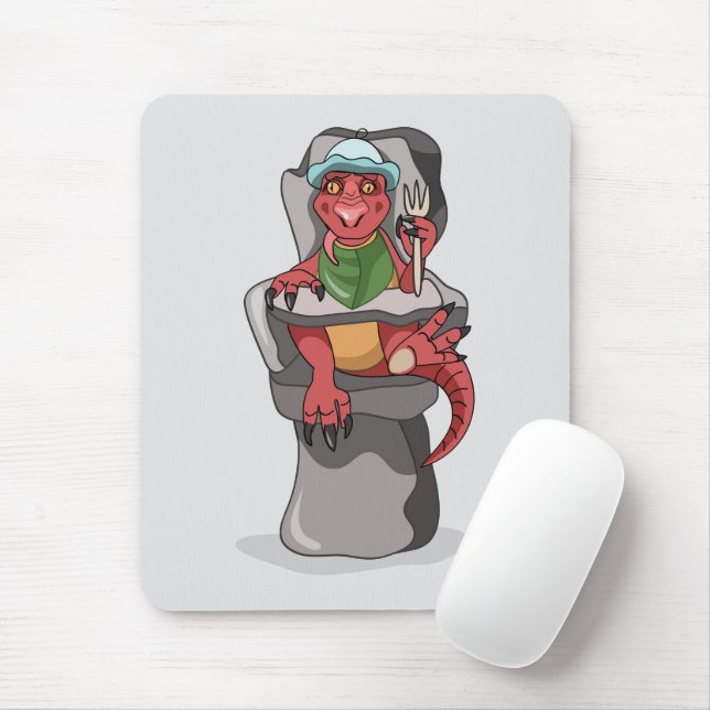 A Baby Tyrannosaurus Rex Sitting In A High Chair. Mouse Pad (With Mouse)