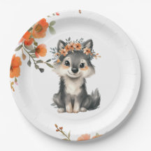 A baby wolf is on the way - Paper Plates