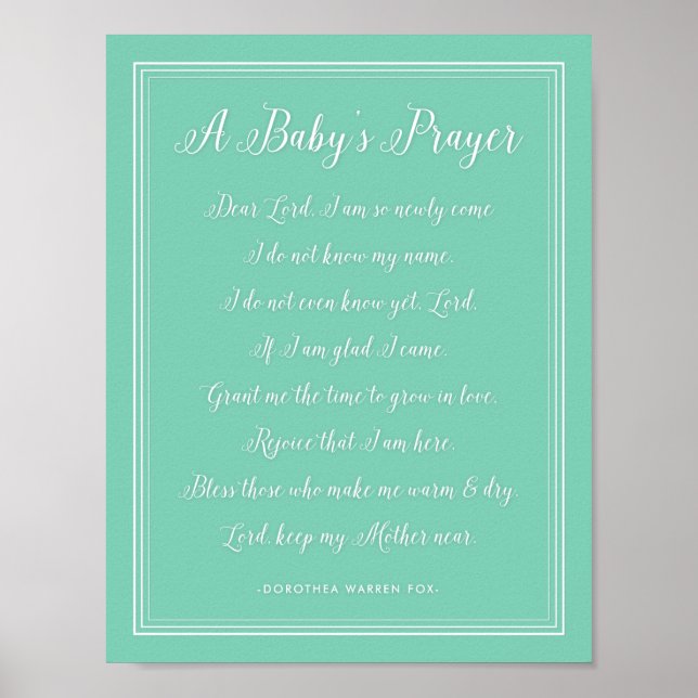 A Baby's Prayer Poem - Art Print Nursery Colors (Front)