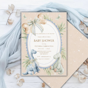 A Babysauraus is on the Cute Baby Shower Invitation
