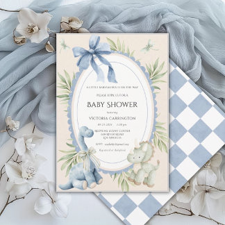 A Babysauraus is on the Way Cute Baby Shower Invitation