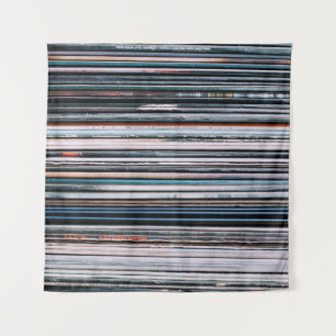 A background consisting of a stack of records in t tapestry