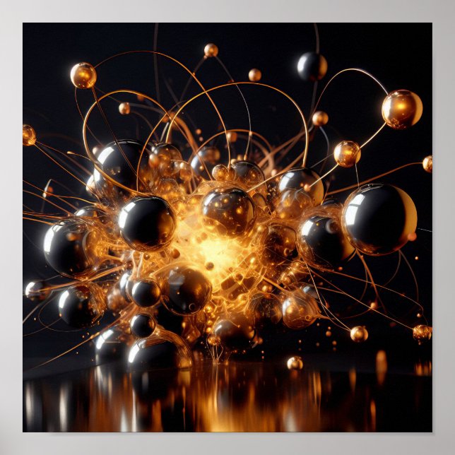A background image of glowing black and gold orbs poster (Front)