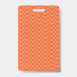 A background pattern featuring an orange and peach badge
