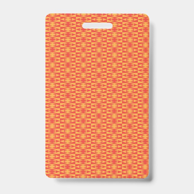 A background pattern featuring an orange and peach badge (Front)