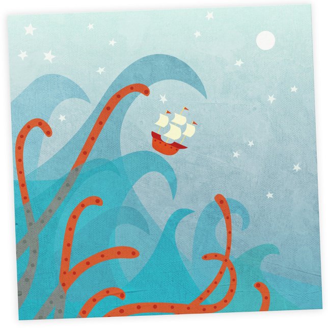 A Bad Day For Sailors Advice Card (Sailing boat and sea monster card)