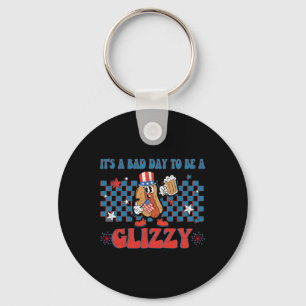 A Bad Day To Be A Glizzy Funny 4th Of July Hot Dog Keychain