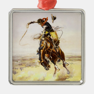 “A Bad Hoss” by Charles M Russell Metal Ornament