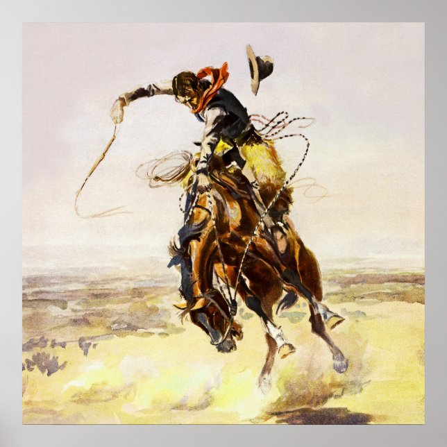 “A Bad Hoss” by Charles M Russell Poster (Front)