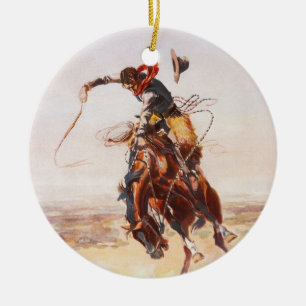 A Bad Hoss by Charles Marion Russell in 1904 Ceramic Ornament