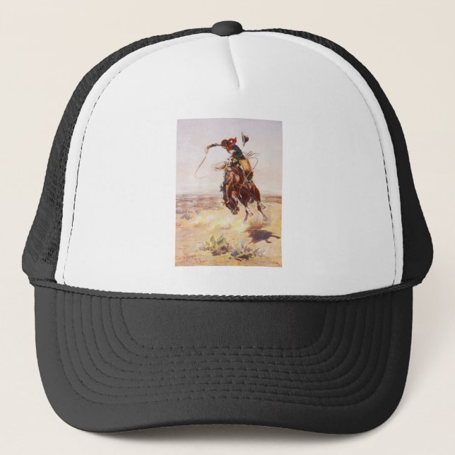 A Bad Hoss by Charles Marion Russell in 1904 Trucker Hat (Front)