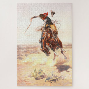 A Bad Hoss by Charles Russell, Vintage Western Art Jigsaw Puzzle
