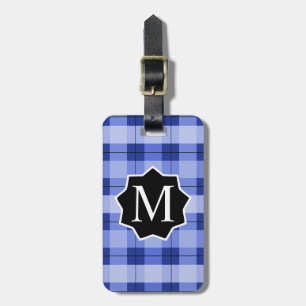 À Bagage Bleu Plaid BBL Étiquette Monogramme