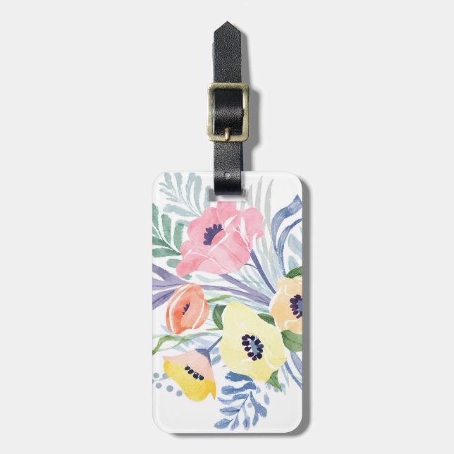 À Bagage Bouquet de fleurs printanières | Étiquette de baga (Devant Vertical)