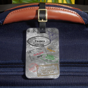À Bagage Étiquette 4 timbres de passeport personnalisable