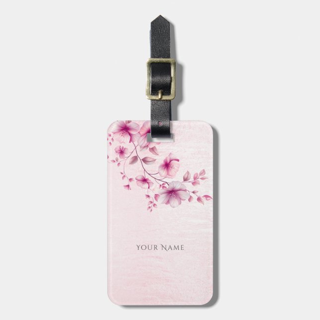 À Bagage Étiquette de bagages couleur rose (Devant Vertical)