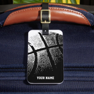 À Bagage Étiquette de bagages de basketball avec nom ou mon