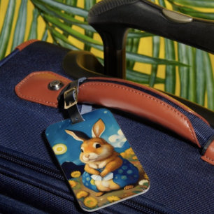 À Bagage Étiquette de bagages de lapin de printemps Starry